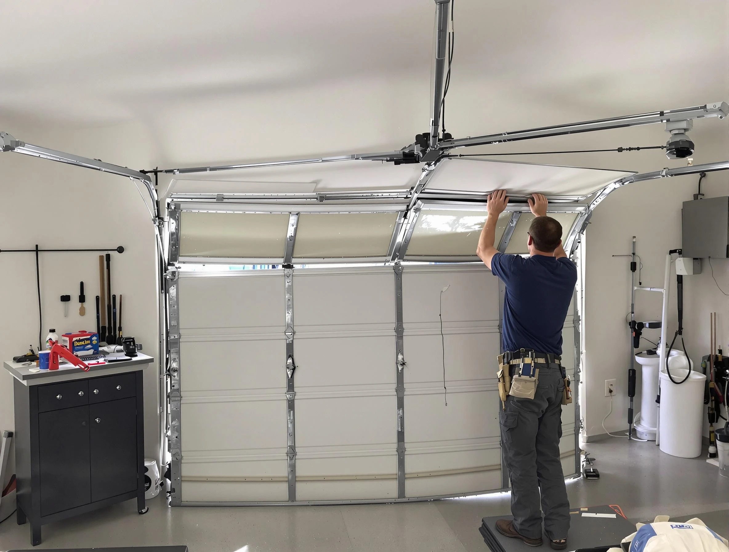 Margaret Garage Door Repair specialist performing precise section replacement on Margaret garage door